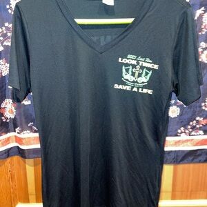 Black V-Neck Short Sleeve Tee